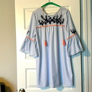 Embroidered mid-length dress